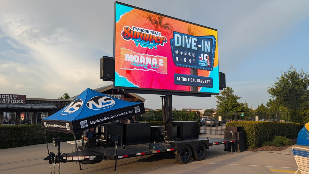 The mobile LED screen set up on site